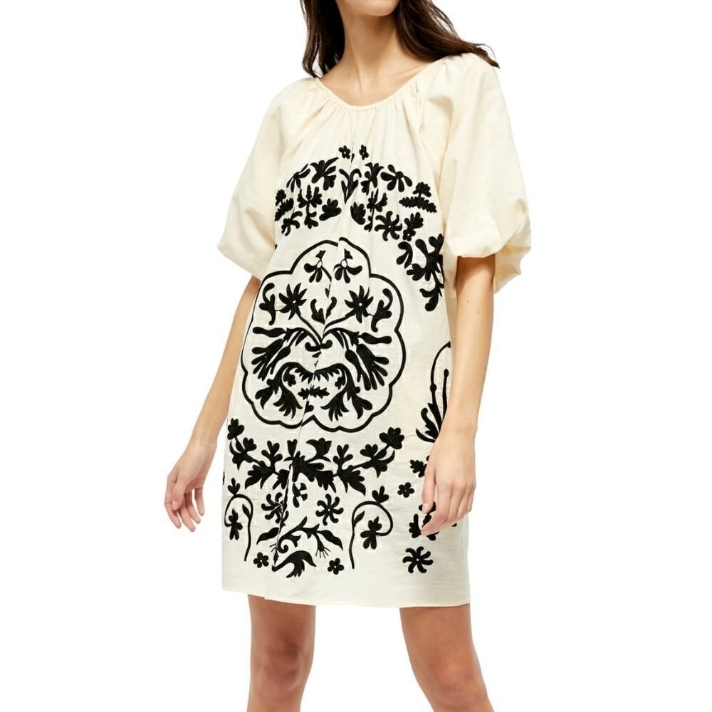 NEW FREE PEOPLE Ivory Combo Mini Dress S